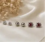 Silver Renk Kelebek Figürlü Zirkon Taşlı 6'lı Küpe Seti - Görsel 2