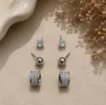 Silver Renk Zirkon Taşlı Halka 6'lı Küpe Seti - Görsel 2