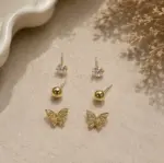 Gold Renk Kelebek Figürlü 6'lı Küpe Seti - Görsel 2