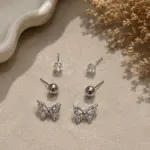 Silver Renk Kelebek Figürlü 6'lı Küpe Seti - Görsel 2