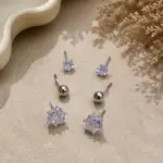 Silver Renk Yıldız Zirkon Taşlı 6'lı Küpe Seti - Görsel 2