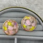 Renkli Çiçek Desenli Yuvarlak Kadın Küpe