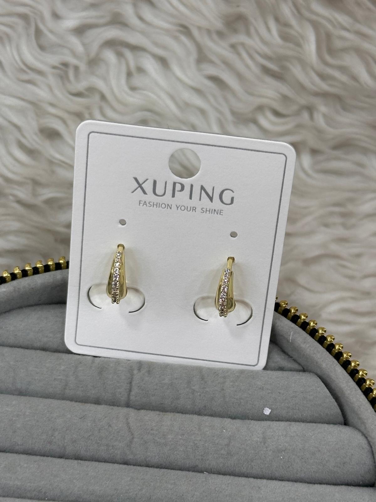FA-KP-0766-01 Xuping Zarif Taş Detaylı Gold Halka Küpe - Görsel 1
