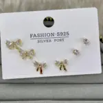 Taşlı Fiyonk Mini Küpe Seti