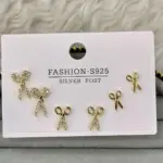 Makas Figürlü Mini Küpe Seti