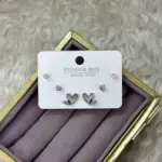 Kalpli Zirkon Detaylı Mini Küpe Set