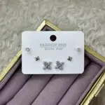 Çiçek Formlu Taşlı Mini Küpe Seti