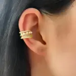 Kıkırdak Romantik Dokunuş İnci ve Pembe/Mor Taşlı