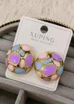 Xuping Gold Renkli Desenli Küpe - Görsel 2