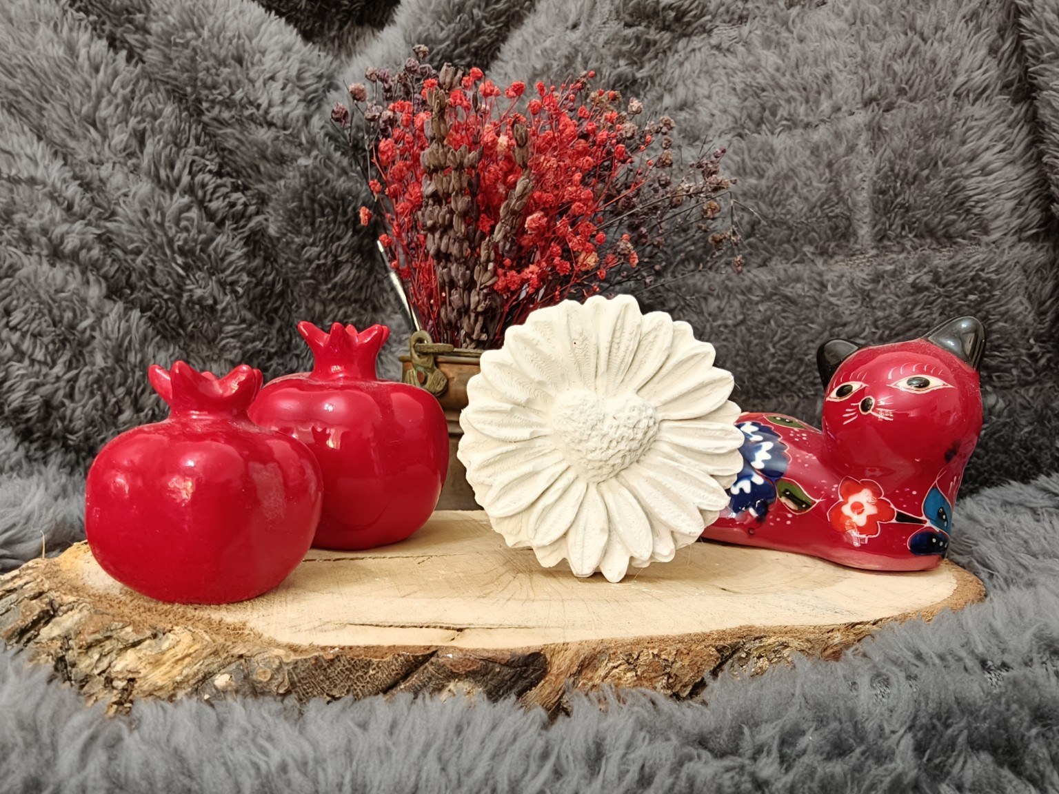 FA-TT-002-01 Papatya Figürlü Dekoratif Obje – Ham Taş Tozu - Görsel 1