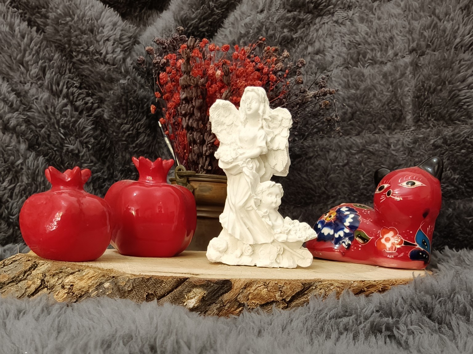 FA-TT-009-01 Melek ve Çocuk Figürlü Dekoratif Biblo – Ham Taş Tozu - Görsel 1