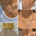 Silver Taş Detaylı Modern Zincir Kolye