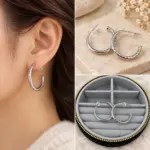 Silver İnce Dokulu Halka Küpe