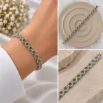 Yeşil Taşlı Silver Bileklik