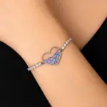 Renkli Taşlı Kalp Figürlü Bileklik