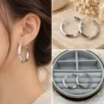 Silver Köşeli Halka Küpe