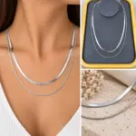 İkili Silver Yılan Zincir Kolye