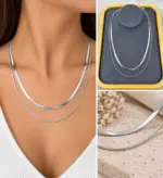 İkili Silver Yılan Zincir Kolye