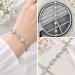 Yaprak ve Damla Taşlı Silver Bileklik