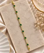 Gold Yeşil Taşlı Geometrik Bileklik - Görsel 2