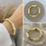 Krem Gold Detaylı Parçalı Bileklik