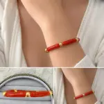 Kırmızı Gold Detaylı Bileklik