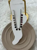 Yan Yana Daire Figürlü Detaylı Çelik Halhal