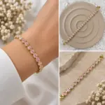 Gold Pembe Taşlı Sıralı Bileklik
