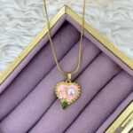 Zarif Pembe Kalp İnci Kolye