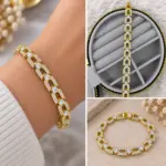Gold Taşlı Geometrik Bileklik