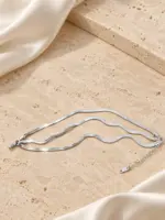 Silver Üçlü Yassı Zincir Bileklik - Görsel 2
