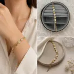 Xuping Oval Taş Detaylı Gold Bileklik