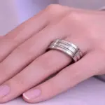 Gümüş Çok Şeritli Parlak Yüzük – Beden 16