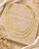 Gold Üçlü Yassı Zincir Kolye - Görsel 2