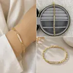 Xuping Taşlı Plaka Detaylı Gold Bileklik