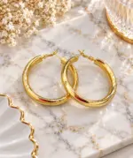 Gold Büyük Halka Küpe - Görsel 2