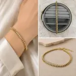 Gold Oval Taş Detaylı Bileklik - Görsel 2