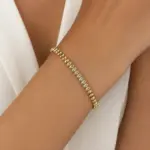 Gold Oval Taş Detaylı Bileklik