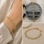 Gold Halka Form Taş Detaylı Bileklik - Görsel 2