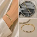 Gold Geometrik Taş Detaylı Bileklik