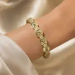 Gold Geometrik Desen Taş Detaylı Bileklik