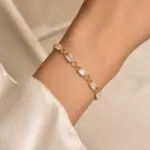 Gold Dikdörtgen Taşlı Halka Detay Bileklik - Görsel 2