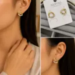 Xuping Gold Taş Detaylı Geometrik Küpe