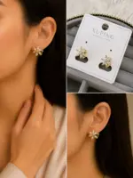 Xuping Gold Çiçek Taşlı Küpe