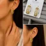 Xuping Gold Desenli Geniş Halka Küpe