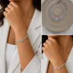 Silver Nazar Göz Detaylı Taşlı Bileklik