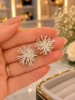 İnci Detaylı Işın Tasarımlı Küpe