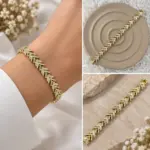 Gold V Form Taşlı Bileklik