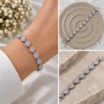 Silver Kare Baget Taşlı Bileklik