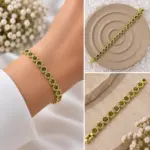 Yeşil Taşlı Gold Bileklik